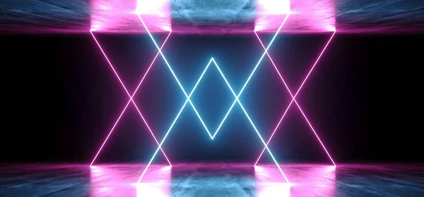 Futuristica fantascienza al neon luminoso viola blu laser caotico Abstrac — Foto Stock