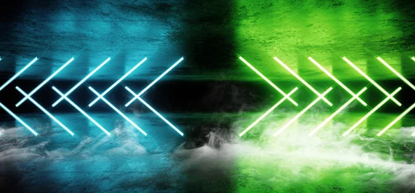 Дим футуристичний Sci Fi Neon Сяючий синій зелений лазер у формі abs — стокове фото