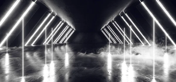 Füst futurisztikus sci fi neon izzó fehér lézer alakú absztrakt — Stock Fotó