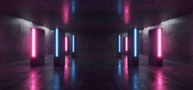 Sahne Kulübü Neon Işıklar Fütüristik Sci Fi Mor Mavi Sütun Shap