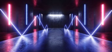 Neon Işıklar Fütüristik Sci Fi Mor Mavi Çizgi Şekilli Parlayan Vi
