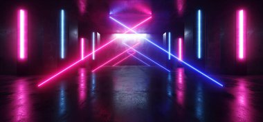 Neon Işıklar Fütüristik Sci Fi Mor Mavi Üçgen Şekilli Glowin