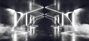 Duman Stage Club Neon Işıklar Fütüristik Sci Fi Triangle Beyaz Co