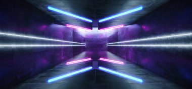 Futuristic Arrow Shaped Neon Lights Glowing Vibrant Blue Purple 