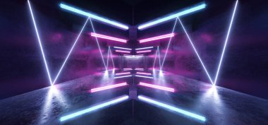 Futuristic Arrow Shaped Neon Lights Glowing Vibrant Blue Purple 