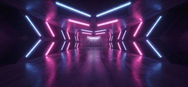 Futuristic Arrow Shaped Neon Lights Glowing Vibrant Blue Purple 