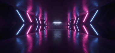 Futuristic Arrow Shaped Neon Lights Glowing Vibrant Blue Purple 