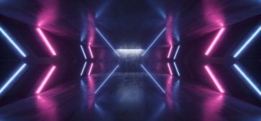 Futuristic Arrow Shaped Neon Lights Glowing Vibrant Blue Purple 