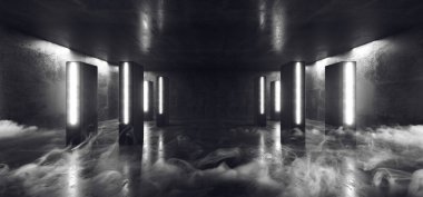 Duman Duman Sahne Kulübü Neon Işıklar Fütüristik Sci Fi Beyaz Colum