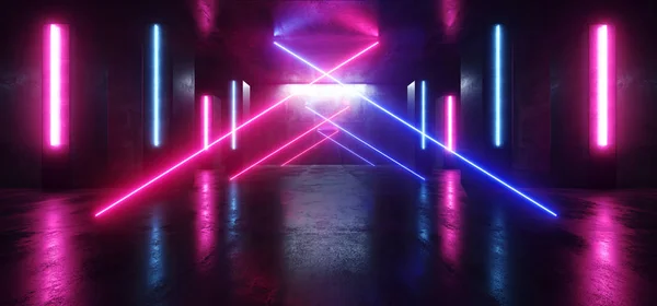 Neon lichten futuristische Sci Fi paars blauwe driehoek vormige Glowin — Stockfoto