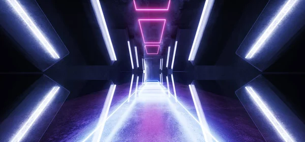 Futuristic Arrow Shaped Neon Lights Glowing Vibrant Blue Purple — 스톡 사진