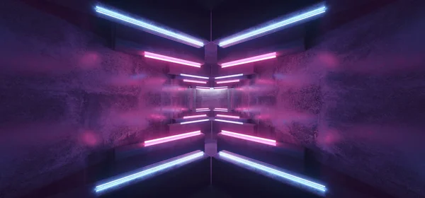 Seta futurista em forma de luzes de néon brilhando roxo azul vibrante — Fotografia de Stock