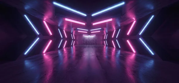 Futurystyczny Strzałka w kształcie Neon światła świecące żywe niebieski fioletowy — Zdjęcie stockowe