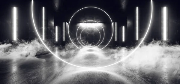 Smoke Neon Lights Futuristic Sci Fi  White Circle Shaped Glowing