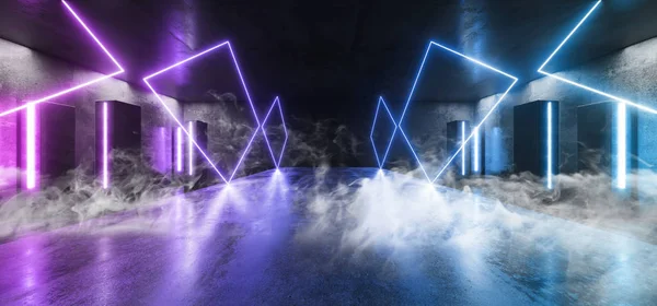 Dym scena klub neon Lights futurystyczny Sci Fi niebieski kolumna kształt — Zdjęcie stockowe