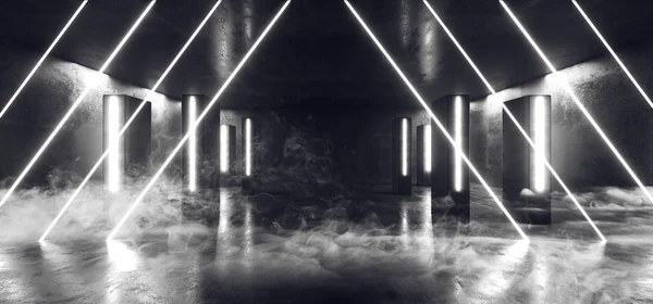 烟雾霓虹灯未来派科幻白色三角形发光 — 图库照片