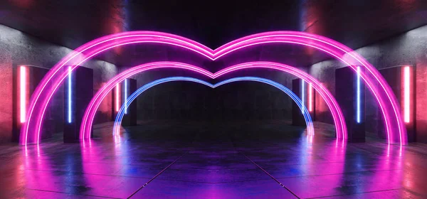 Stage Club neonljus futuristiska sci fi lila blå kolumn Shap — Stockfoto