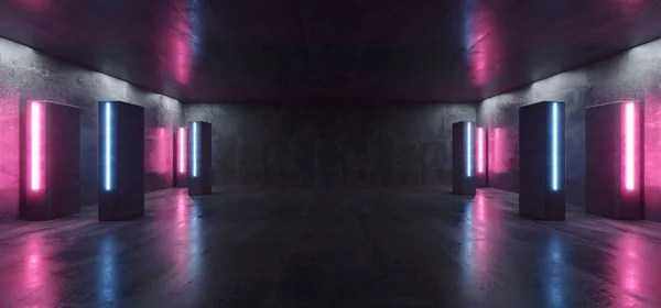 Bühne club neon lights futuristisches sci fi blue säulenförmiges glühen — Stockfoto