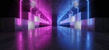 Neon Işıklar Grafik Parlayan Mor Mavi Canlı Sanal Sci Fi F