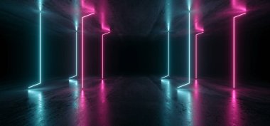 Neon Işıklar Grafik Parlayan Mor Mavi Canlı Sanal Sci Fi F