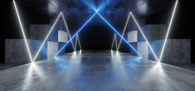 Neon Işıklar Grafik Parlayan Mavi Beyaz Canlı Sanal Sci Fi Fu