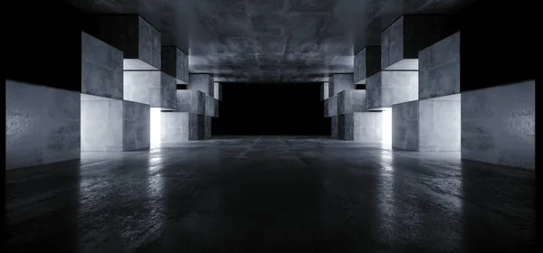 Φουτουριστική μαύρη μπούγκρα αντανακλαστικό σκοτεινό κενό διάδρομο σήραγγας — Φωτογραφία Αρχείου