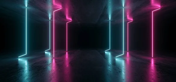Neon lichten afbeelding gloeiende paars blauw levendige virtuele Sci Fi F — Stockfoto
