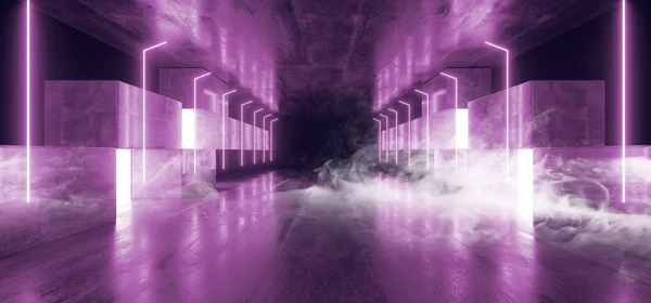 Rook toekomstige neon lichten grafische gloeiende purple violet levendige V — Stockfoto