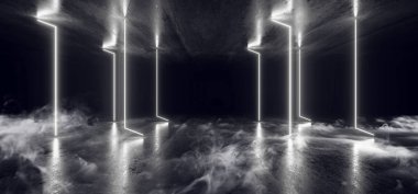 Duman Gelecek Neon Işıklar Grafik Parlayan Beyaz Sanal Sci Fi Fu