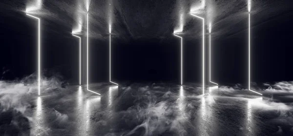 Fumo Futuro Luzes de néon Gráfico Brilhante Branco Virtual Sci Fi Fu — Fotografia de Stock