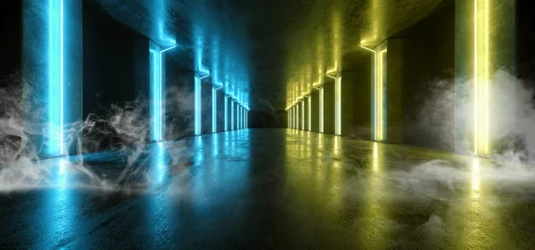 Dym przyszłości neon Lights świecące zielony niebieski Dark Sci Fi Futurist — Zdjęcie stockowe