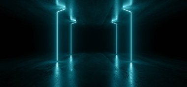 Neon Işıklar Hatları Grafik Parlayan Mavi Canlı Sanal Sci Fi Fu