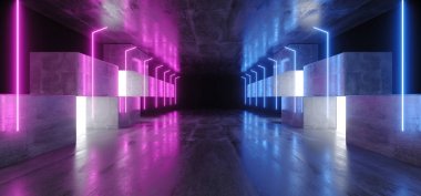 Neon Işıklar Grafik Parlayan Mor Mavi Canlı Sanal Sci Fi F