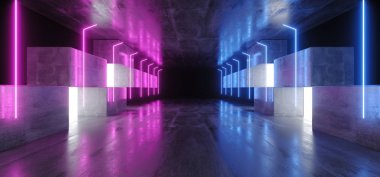 Neon Işıklar Grafik Parlayan Mor Mavi Canlı Sanal Sci Fi F