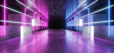 Neon Işıklar Grafik Parlayan Mor Mavi Canlı Sanal Sci Fi F