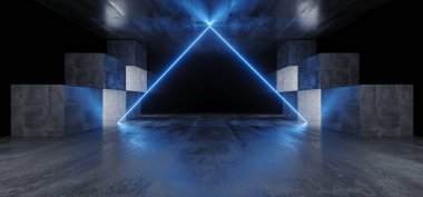 Neon Üçgen Işıklar Grafik Parlayan Mavi Canlı Sanal Sci Fi