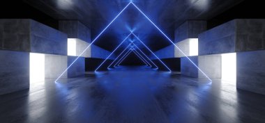 Neon Üçgen Işıklar Grafik Parlayan Mavi Canlı Sanal Sci Fi