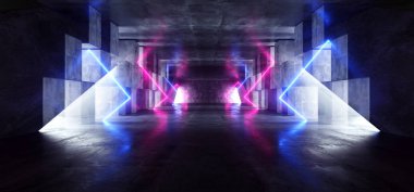 Neon Işıklar Grafik Parlayan Mor Mavi Canlı Sanal Sci Fi F