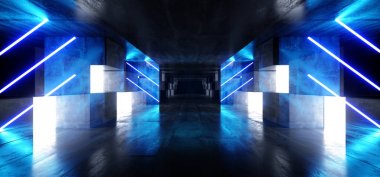 Neon Işıklar Grafik Parlayan Mavi Canlı Sanal Bilim Kurgu Fütürist