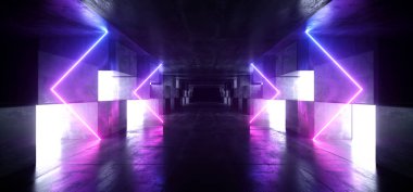 Neon Işıklar Oklar Grafik Parlayan Mor Mavi Canlı Sanal S