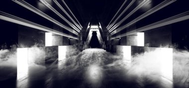 Duman Gelecek Neon Işıklar Grafik Parlayan Beyaz Sanal Sci Fi Fu