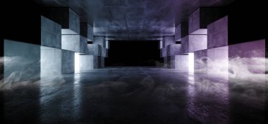 Duman mavi mor futuristik beton grunge yansıtıcı karanlık EMP