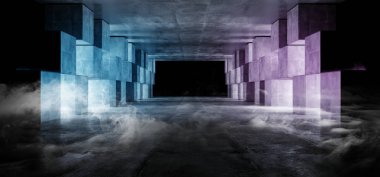 Duman mavi mor futuristik beton grunge yansıtıcı karanlık EMP