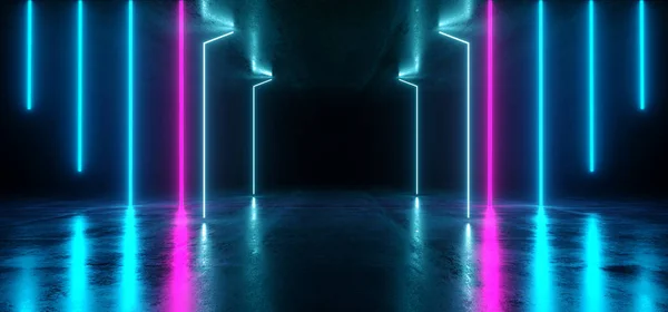Luzes de néon Gráfico Brilhante Roxo Azul Vibrante Virtual Sci Fi F — Fotografia de Stock