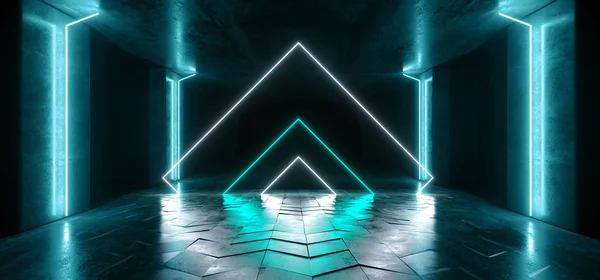 Neon Lights Triangle  Graphic Glowing Blue Vibrant Virtual Sci F