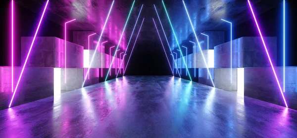 Lumières au néon Graphic Glowing Purple Blue Vibrant Virtual Sci Fi F — Photo