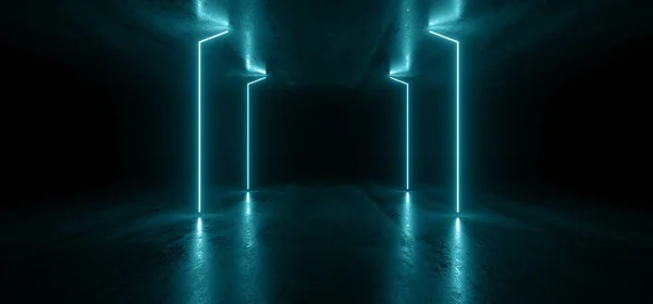 Neon Lights Lines Gráfico Brillante Azul Vibrante Virtual Sci Fi Fu —  Fotos de Stock