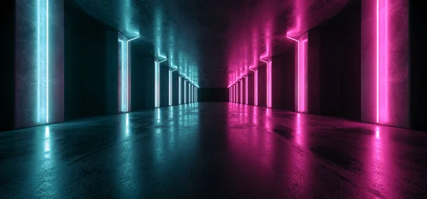 Neon Işıklar Grafik Parlayan Mor Mavi Canlı Sanal Sci Fi F — Stok fotoğraf