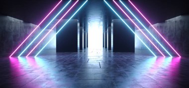Neon Parlayan Çizgi Şekilli Lazerler Mor Mavi Modern Fütüristik Sc