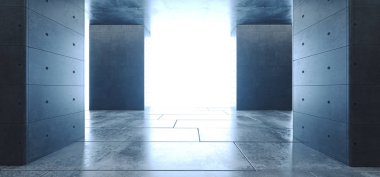 Modern Fütüristik Sci Fi Beton Grunge Yansıtıcı Karo Zemin 